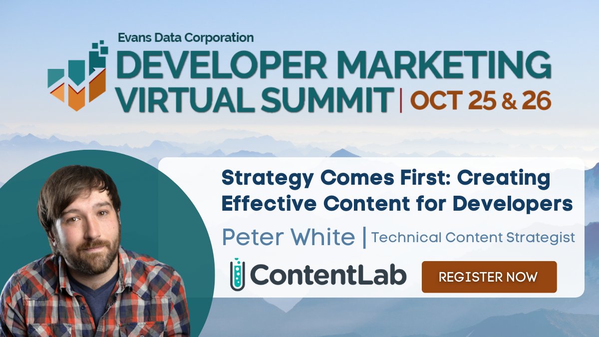 EvansDataCorp's tweet image. Join us and @ContentLabIO for an insightful workshop by Peter White at the exclusive Developer Marketing Virtual Summit October 25 & 26.
Register today for exclusive sessions by the best in the industry, as well as interactive networking opportunities.
dms.evansdata.com