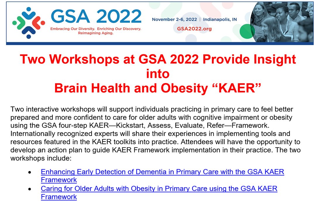 Parkesdm's tweet photo. Attending #GSA2022?
Check out pre-conf workshops on #dementia prevention &amp; #nutrition 
Hear experts from @CDCgov @alzassociation @MIAging and more!
PLUS enjoy a #BrainHealth lunch w/ @AARP’s @SarahLenzLock &amp; @UsAgainstAlz @kellymobrien 
More info/register: https://t.co/goFamhz2DT https://t.co/ucxwLfPKbA