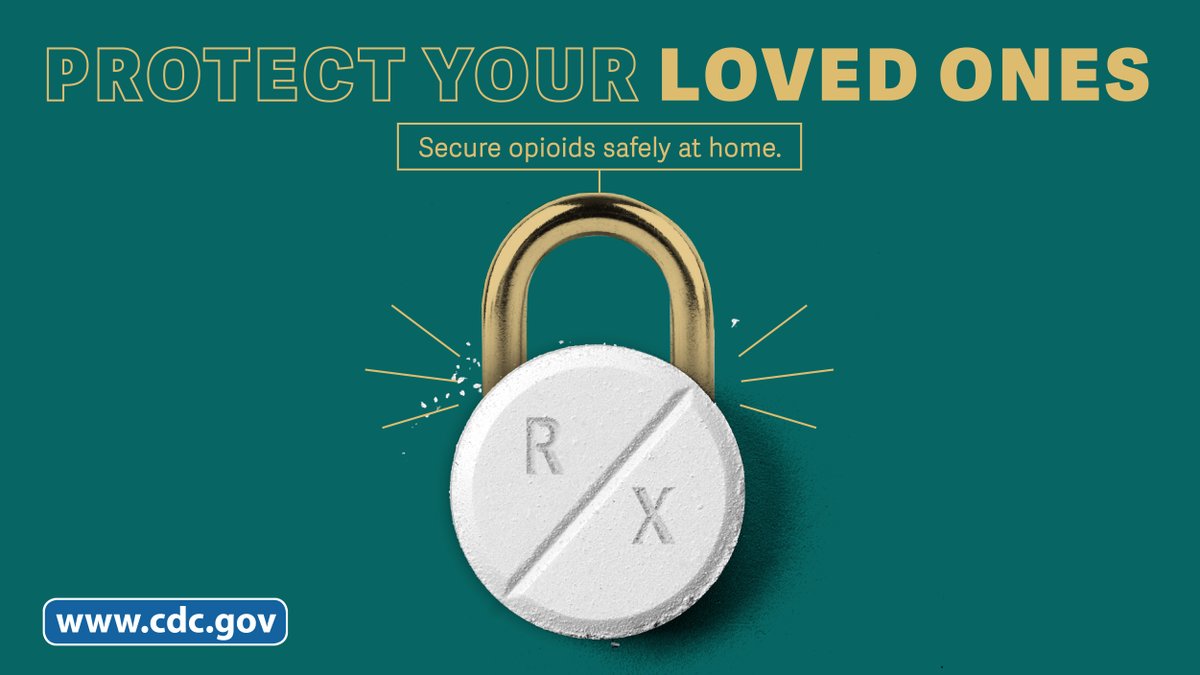 CDCInjury's tweet photo. If you are prescribed opioids, make sure to practice responsible use by storing your medicine in a secure place.  

Ask your #pharmacist about drug take-back events to return unused meds.  

Stay informed: https://t.co/wMtRCLjyjK 
#CheckYourMedsDay 
#RxAwareness https://t.co/ZOlgMF1tfC