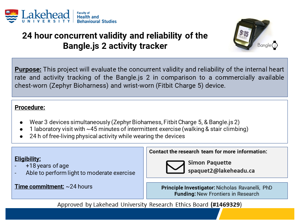 LakeheadUKIN's tweet photo. Would you like to try some new wearable technology? Join our research study!  Contact Simon Paquette for more information. spaquet2@lakeheadu.ca https://t.co/4TPhGKK5Yg