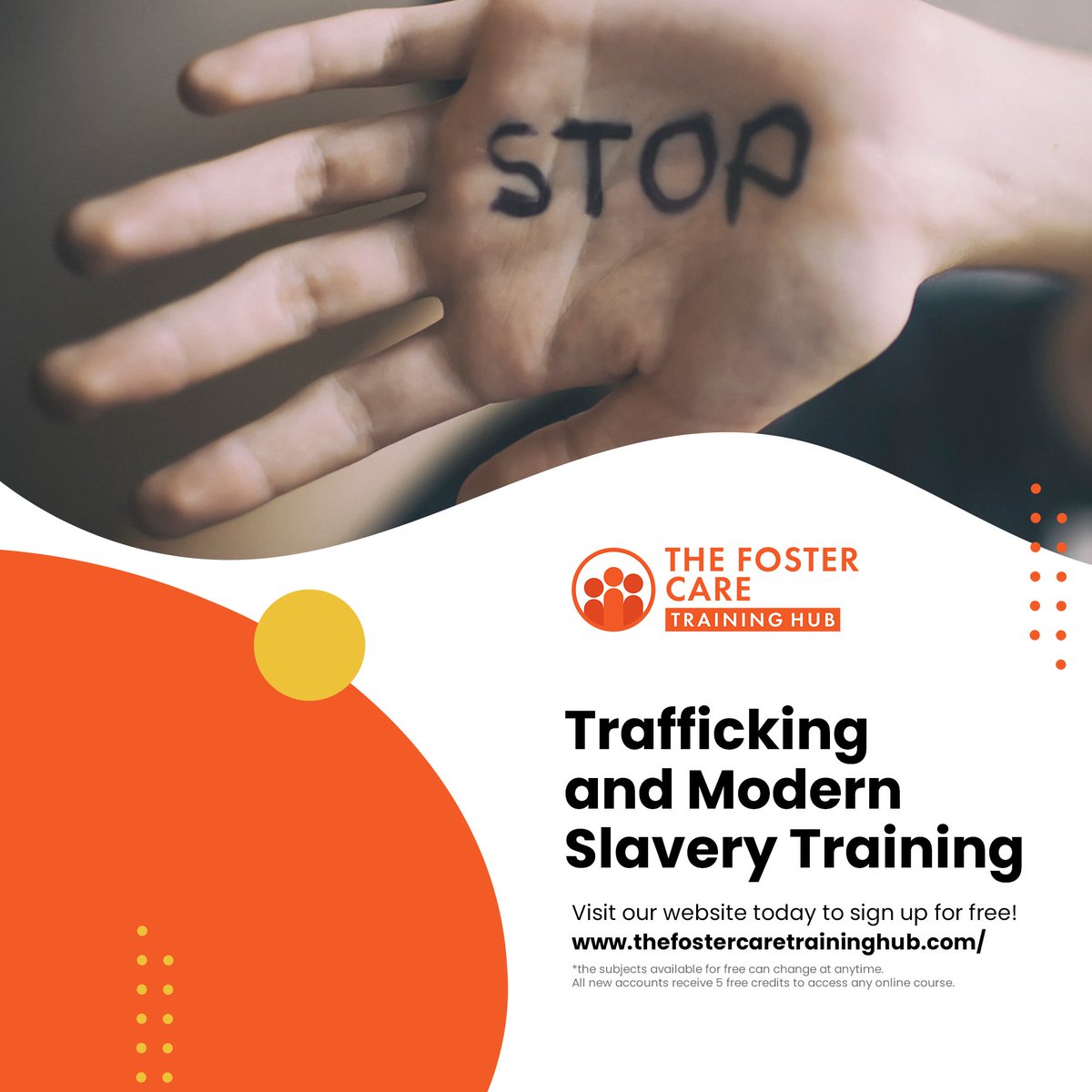 TrainingHubFOS's tweet image. Our specialist Trafficking and Modern Slavery course is FREE* - helping adults to spot the signs of modern slavery and better protect the young people in their care. Also suitable for young people aged 8+. Sign up here: thefostercaretraininghub.com