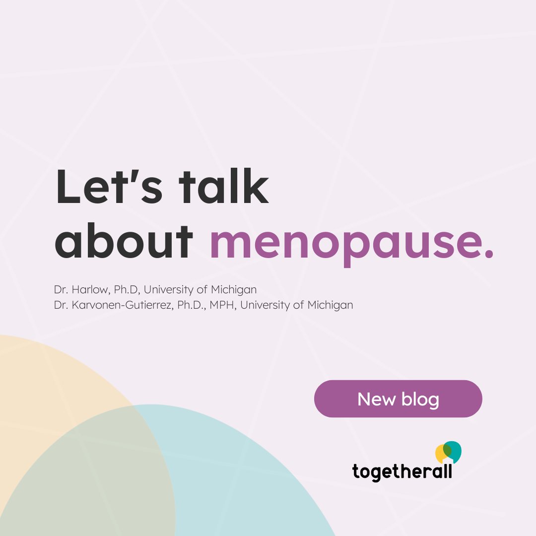 It’s #WorldMenopauseDay, and time to break the stigma and talk about it.

Check out <a href="/TogetherallNA/">Togetherall North America</a>’s blog post ‘Lets talk about menopause’ with Dr. Harlow, PH.D. and Dr. Karvonen-Gutierrez, Ph.D from <a href="/UMich/">University of Michigan</a> at   togetherall.com/en-us/support-…
