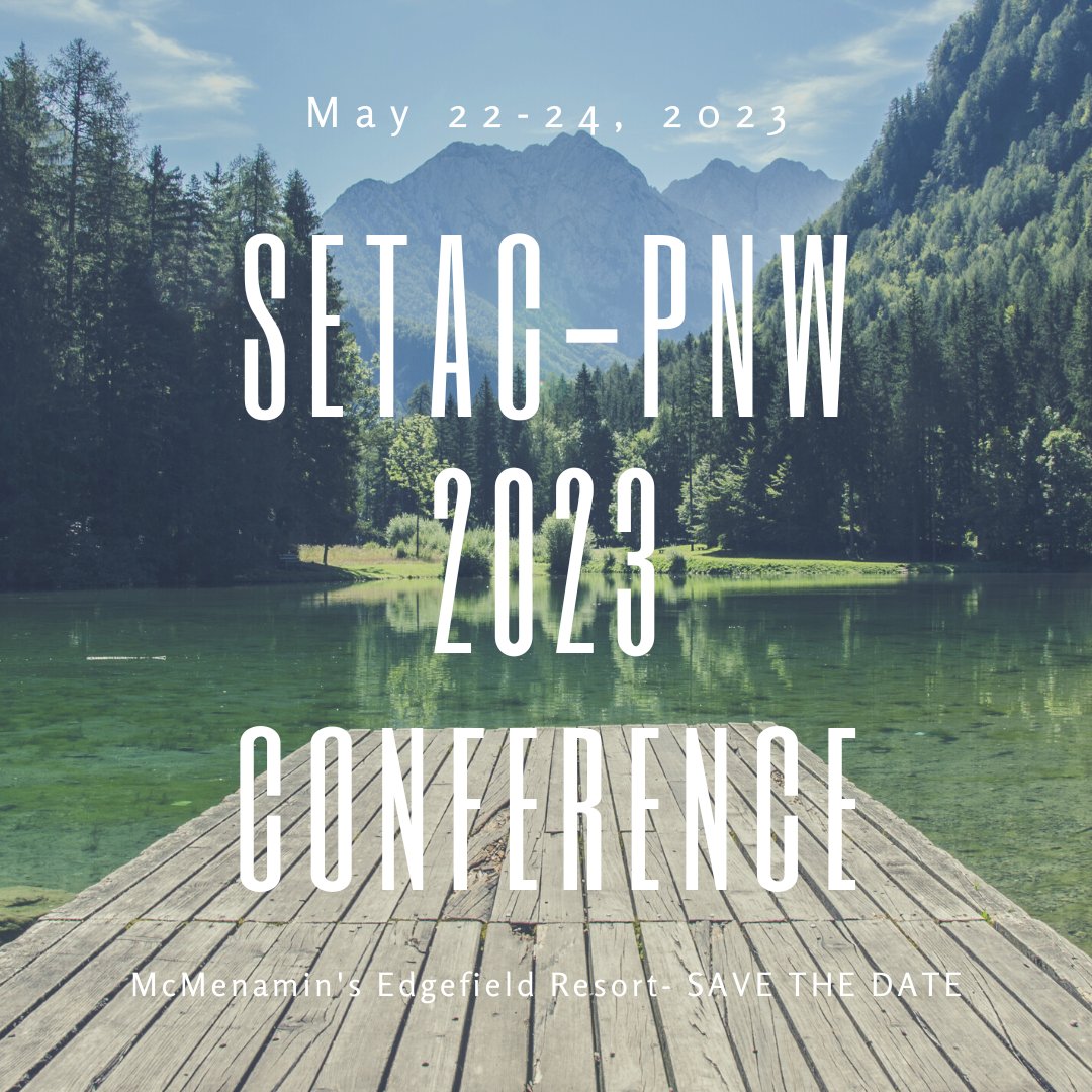 pnw_setac's tweet photo. Save the Date for the 2023 PNW SETAC Conference! In-person at Edgefield, the iconic McMenamin's resort.
https://t.co/cxgGsgnr5d
May 22-24, 2023 https://t.co/6qUsmgQTk1