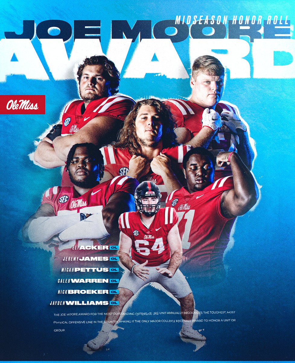 OL Unit 🤝 Midseason @JoeMooreAward Honor Roll #HottyToddy