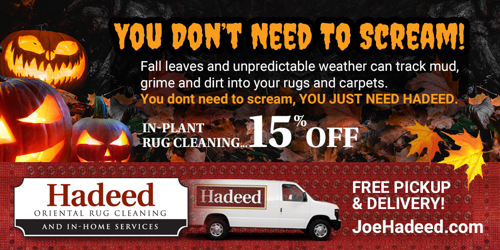 ZebraAlexandria's tweet photo. You don't need to scream! Hadeed carpet is here to make sure your rug stays clean over the spooky season!

#Hadeed #HadeedCarpet #CarpetCleaning #Alexandria #Virginia #AlexandriaVA https://t.co/QYzpR7JcyM