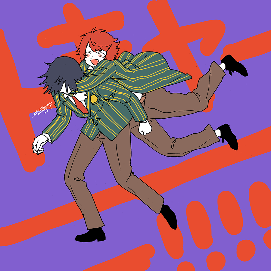 「トキ音バックハグいまむかし(←昔 今→) 」|おおとみのイラスト