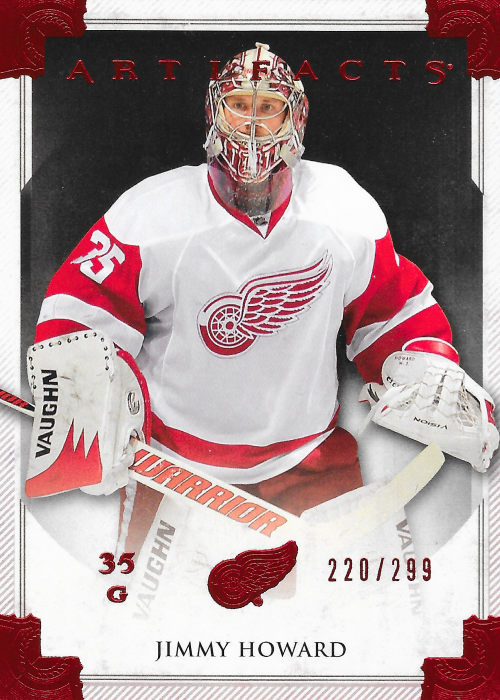 card_boarded's tweet photo. Here's another new one for my Howard collection: 2013-14 Artifacts Ruby /299. Love the look of this set and the red foils goes perfectly with the Red Wings colors. #collect #JimmyHoward https://t.co/ylf1ceeX1T