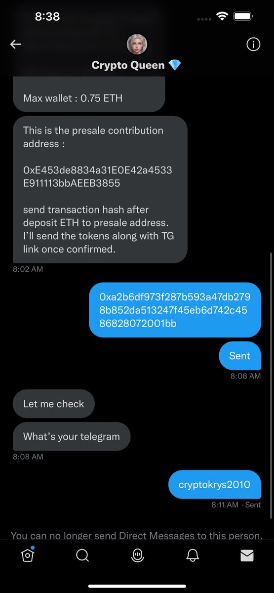 ElormAddo6's tweet photo. @lizzynftcrypto BEWARE. DON’T FALL FOR HER. SHE BLOCK ME AFTER SENDING HER 0.06 ETH https://t.co/mxiQGID7pd