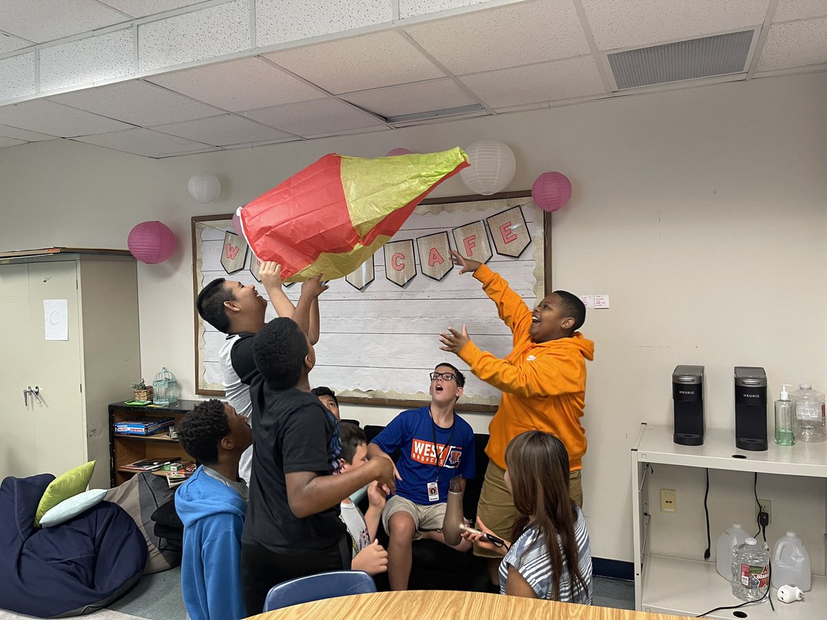 JaWalters03's tweet photo. STEM is for everyone. Look at our DLC work out the mechanics of a hot air balloon! You go Ms. Kim! #westisbest #exceedthevision #risdgreatness #Westbroncos #risdscience https://t.co/icaWWUedvm