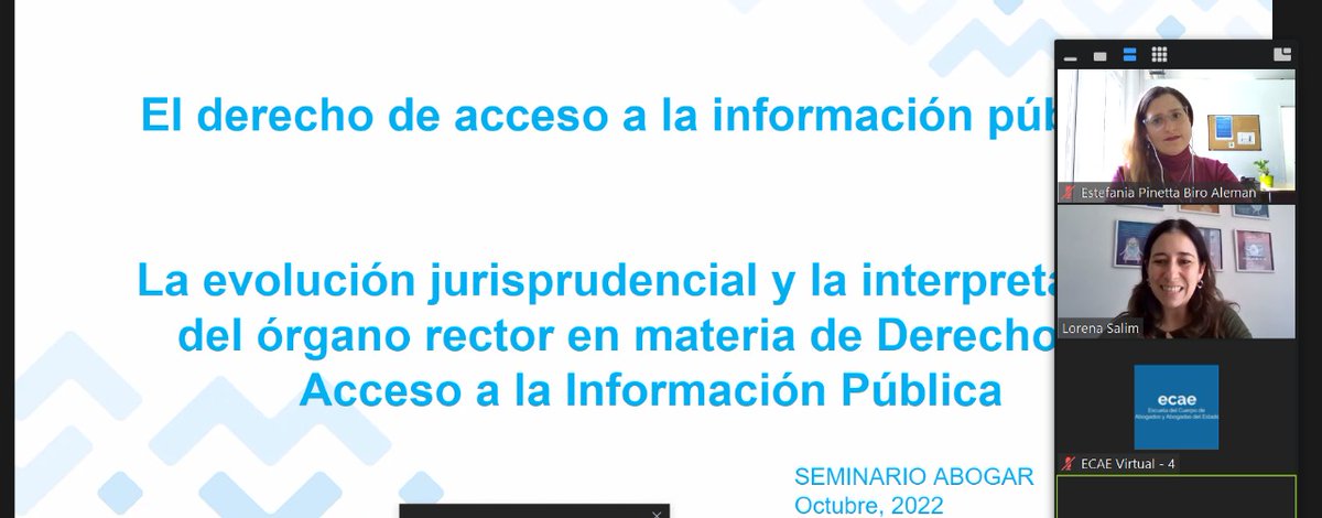 LorenaSalim's tweet photo. En el marco de la especialización #abogar de la ECAE @ProcuTesoroAR, estamos formando a las abagadas y abogados del Estado en Acceso a la Información Pública.
El compromiso es seguir generando mayor capacidad estatal.
@AAIPargentina
@EstefaniaPBA
@beanchorena https://t.co/NOAK4F7qES