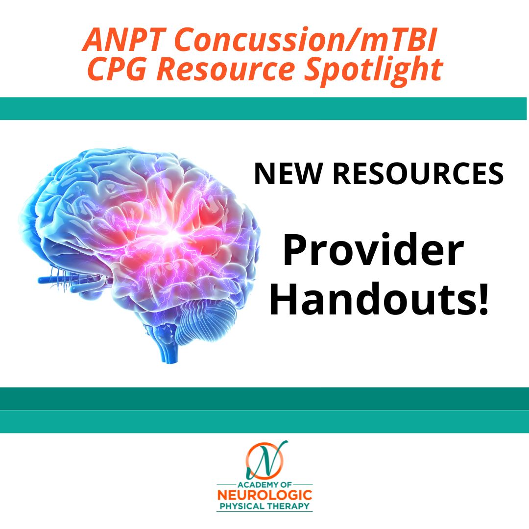 APTANeuroPT's tweet photo. Are you looking for ways to engage your providers in your town to utilize physical therapy for concussion recovery? Check out the provider handouts on the Concussion/mTBI CPG website under provider resources.  @APTANeuroPT @APTA_BISIG https://t.co/EzCRJuoHAU