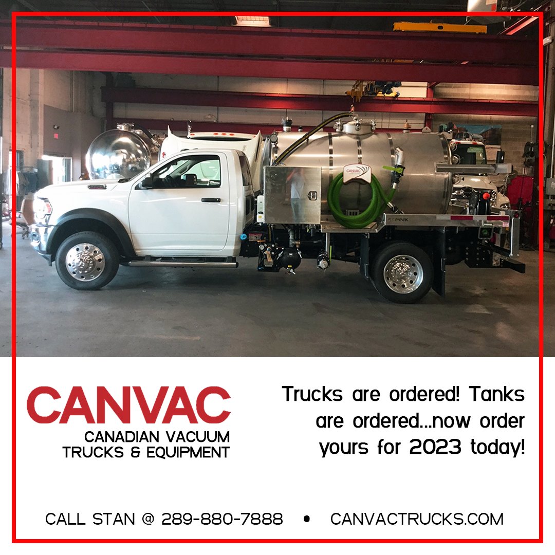 CanvacTrucks's tweet photo. Trucks are ordered! Tanks are ordered...now order yours for 2023 today!
#VacuumUnit #VacuumTruck #PortableToilet #CanadianWinterReady
https://t.co/pIB3h2xA4r https://t.co/UXY44nanIV