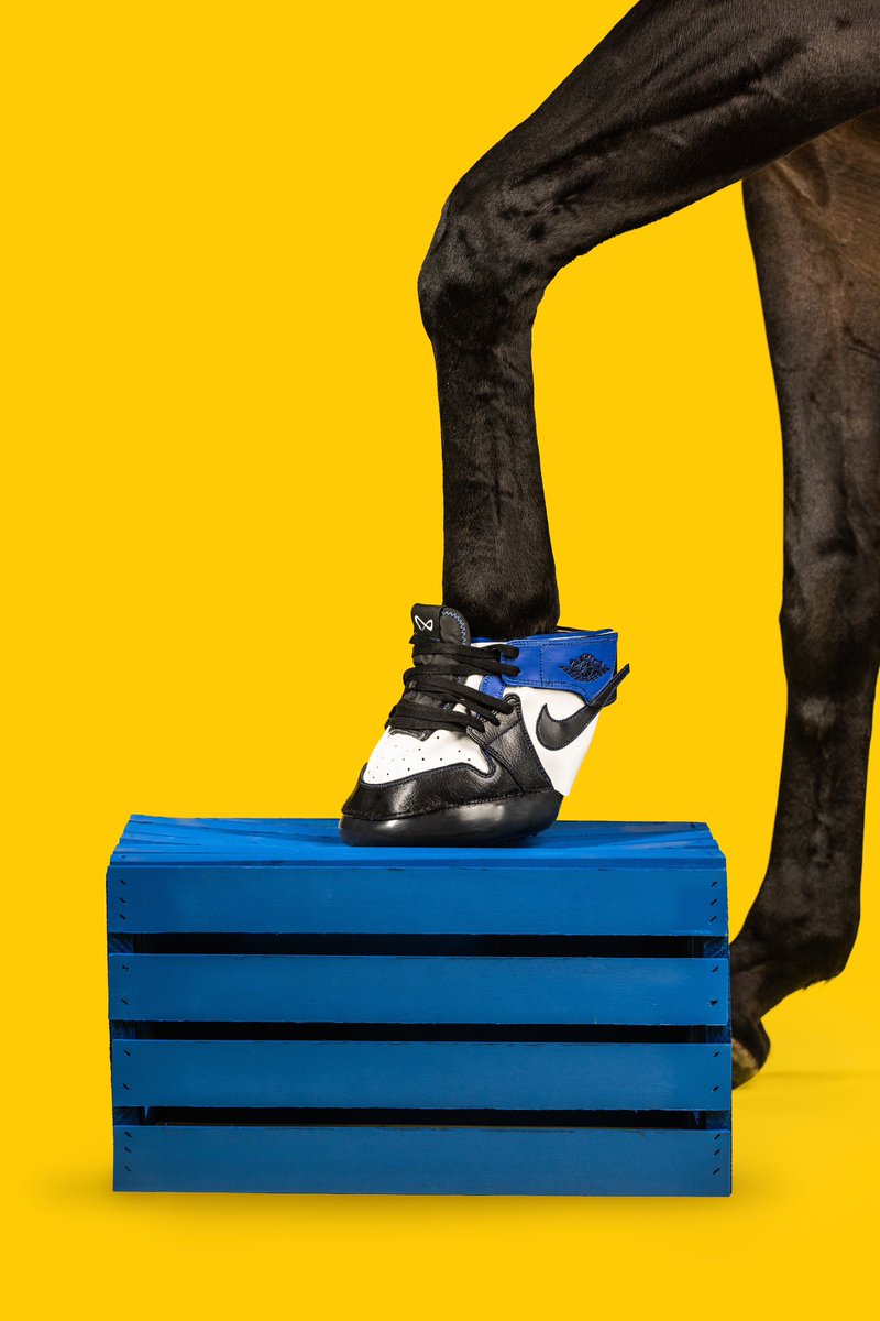 ComplexSneakers's tweet photo. A company called Horse Kicks is really making sneakers for horses 😂🐴 https://t.co/wdrJbvbZqx
