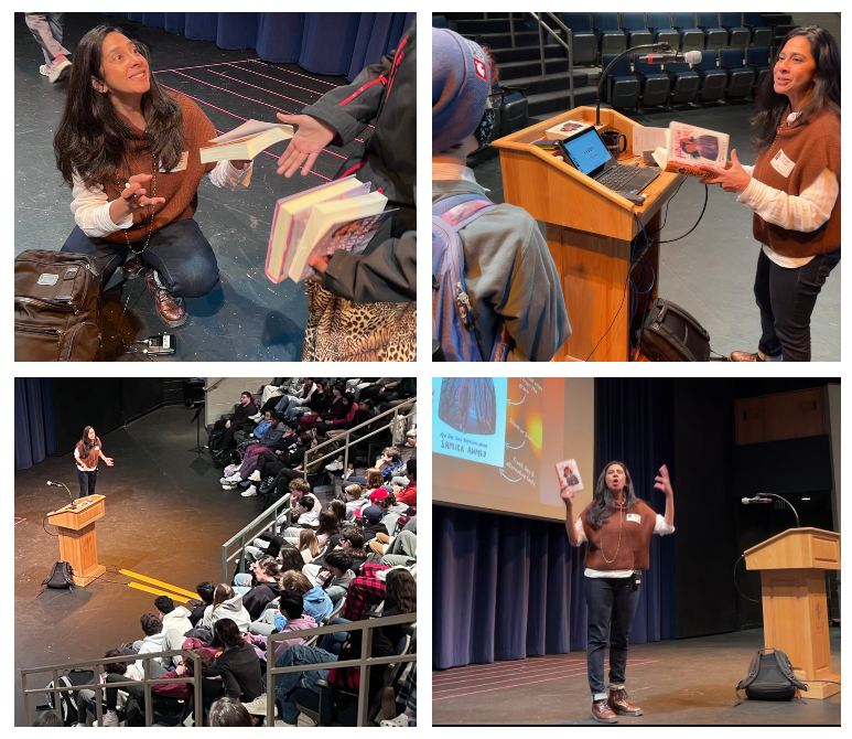 Students and staff welcomed Author @sam_aye_ahm  to VHHS today. Ahmed spoke about her book writing process, talked about her newest young adult novel, Hollow Fires, and signed students' books. Thanks to the VHHS LMC and <a href="/MonicaTolva/">𝐌𝐨𝐧𝐢𝐜𝐚 𝐓𝐨𝐥𝐯𝐚 𝐂𝐚𝐥𝐝𝐢𝐜𝐨𝐭𝐭 📚💙</a> for making today's experience possible!