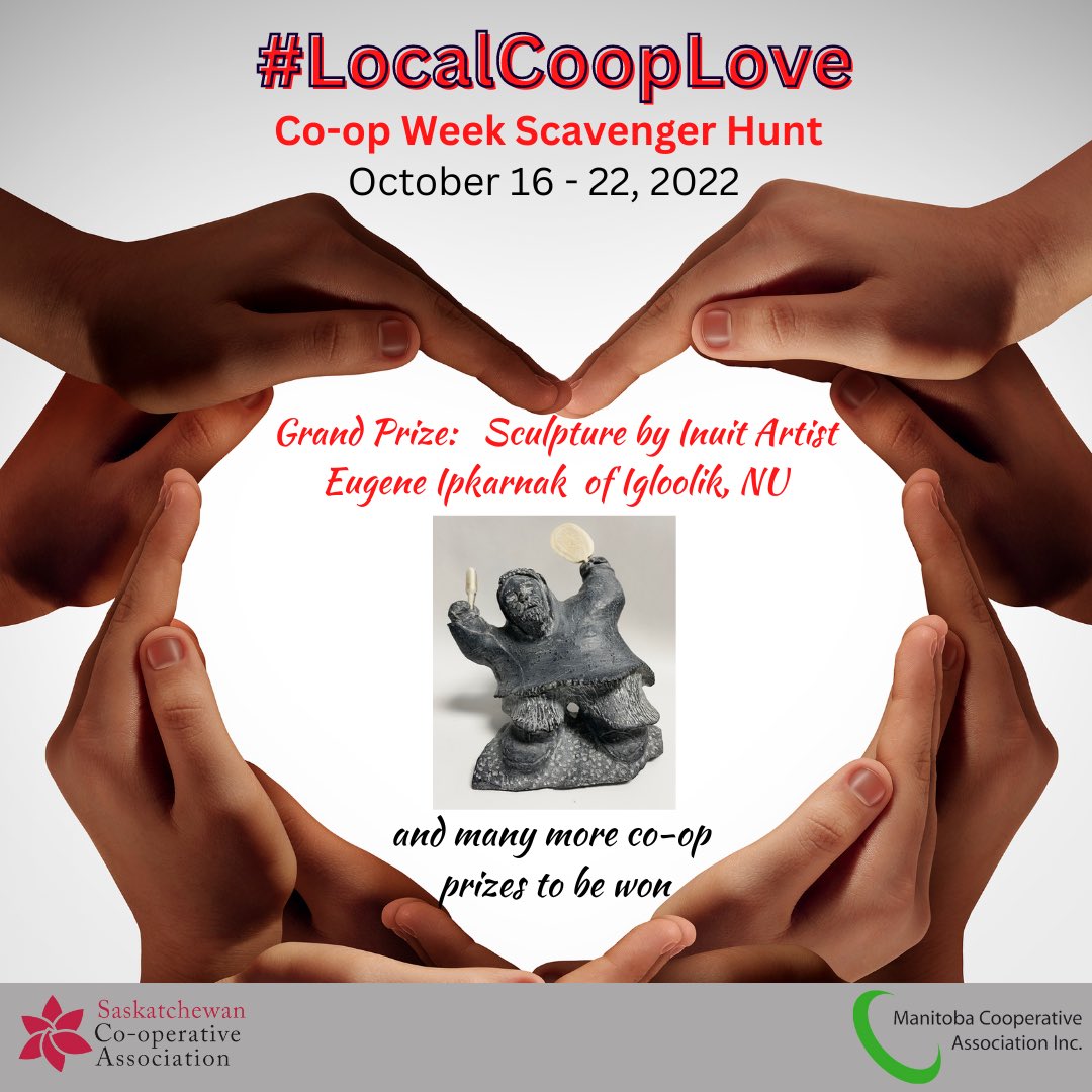 ManitobaCoop's tweet photo. Thanks to our sponsors @ArcticCoopLtd, @_Cooperators and Westboine Park Housing Co-op we have some great prizes for the #LocalCoopLove Scavenger Hunt we are hosting with @CoopNewsSK! Link in bio for info on how to join this free, fun co-op week activity! https://t.co/Jkp4ZUzyrT