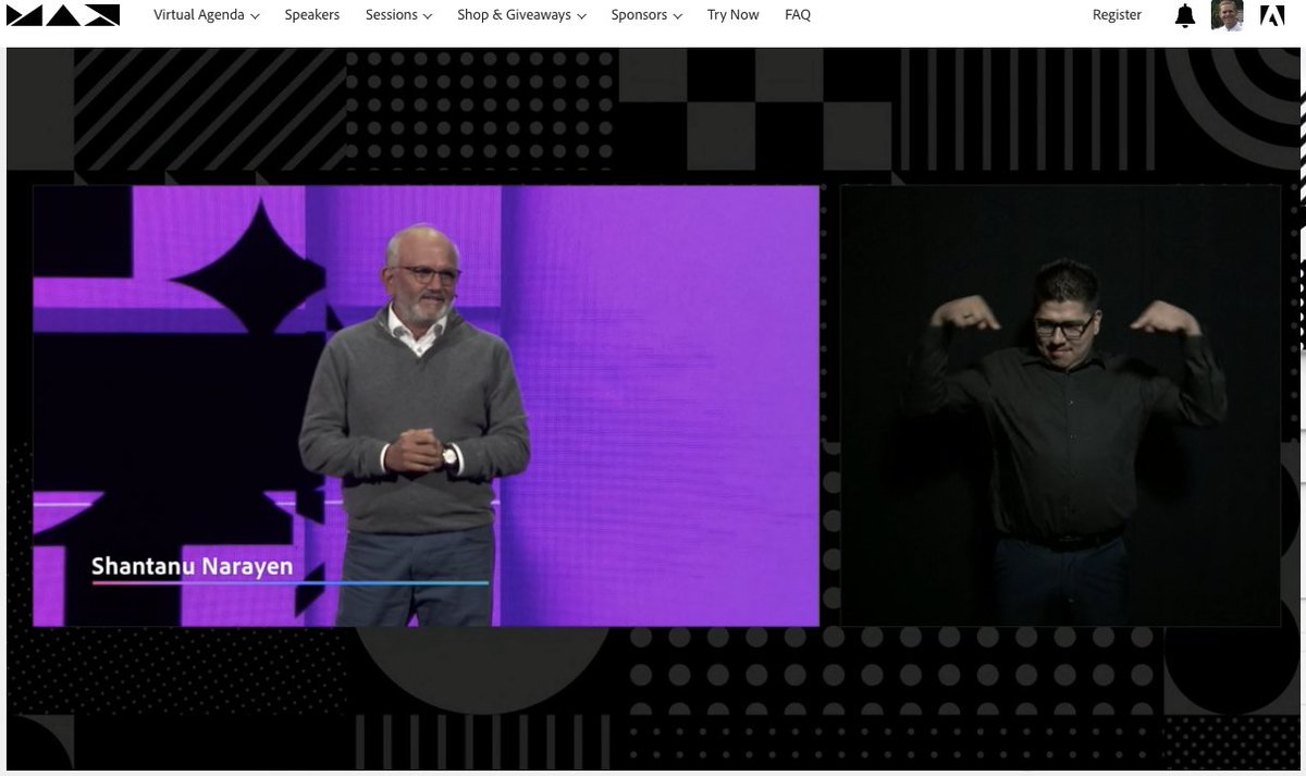 Proud to have ASL and closed captioning options for our #AdobeMAX broadcast.