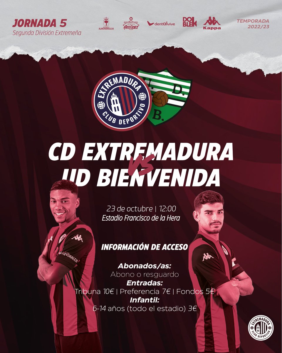 🏟️ ¡Qué ganas tenemos de ti, Francisco de la Hera! 

🔜 Tras la semana de parón, retomamos la competición este domingo en casa ante <a href="/UD_Bienvenida/">UD Bienvenida</a>.

🔥 Los abonos ya están listos para recoger en oficinas. 

#CDExtremadura #SentimientoInmortal