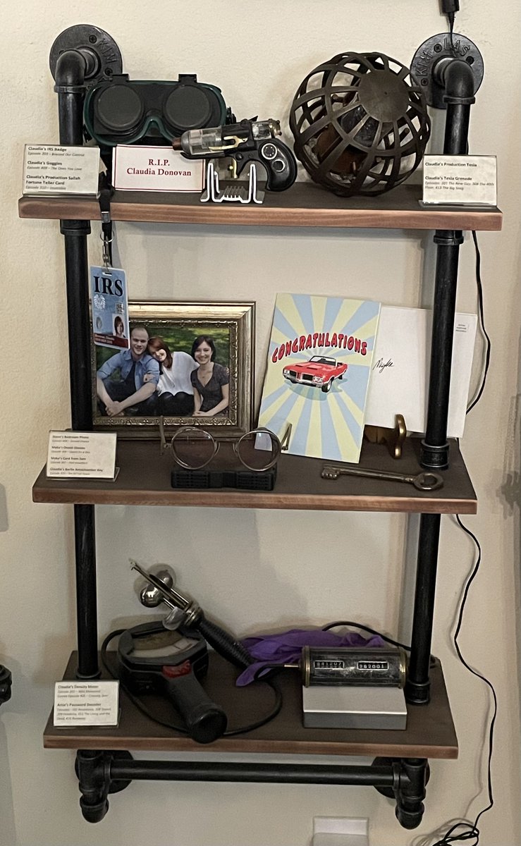 MarkJensen1's tweet photo. Continuing my #Warehouse13 collection tour, we have Claudia's Density Meter (also used in the Eureka crossover) and Artie's Password Decoder.  You also get to see the entire shelf setup 😎
#RebootWarehouse13  Cause I need "Just One More" https://t.co/R0GlsyZ3e8