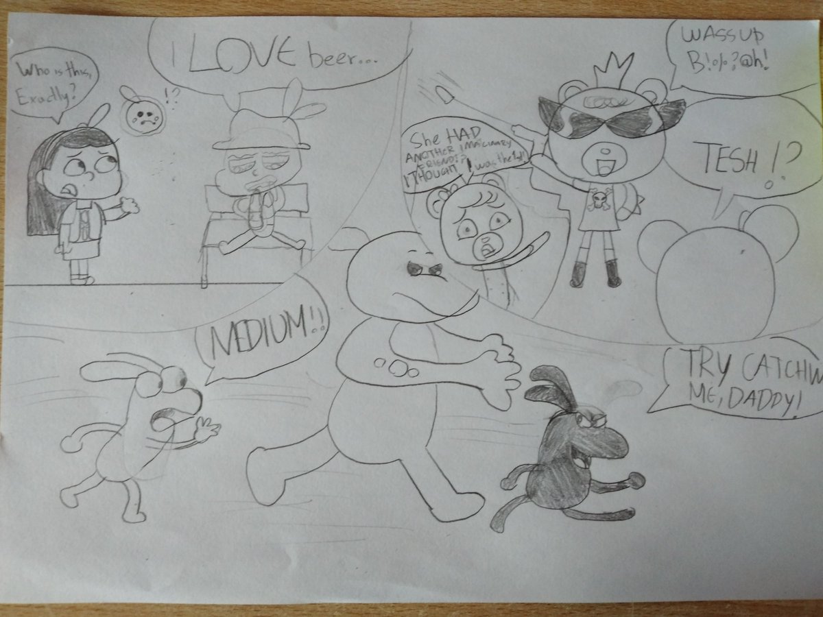 MMProductions20's tweet photo. Testing out my drawing skills with this new drawing.

"The Unwanted Guest" is about characters where they found somebody that... doesn't really belong in their universe.

Featuring characters from Alva's World, Tish Tash and Big &amp; Small
#AlvasWorld #TishTash #BigAndSmall https://t.co/btUrDDSKJe
