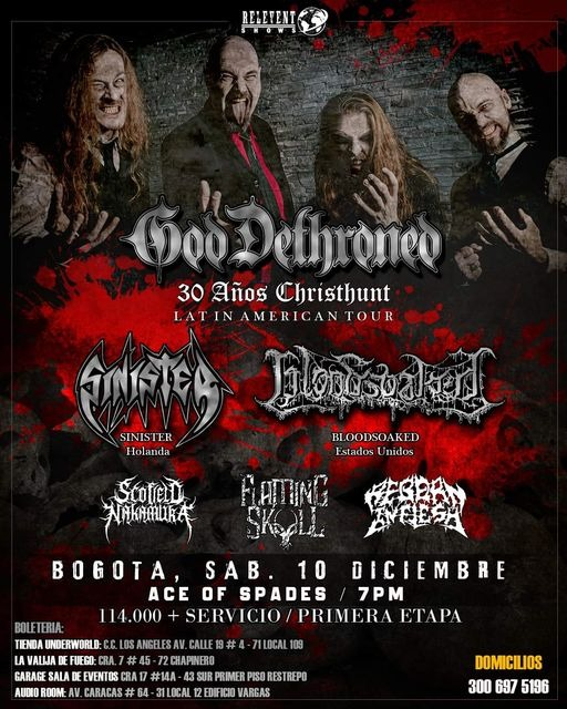 ColoniaRec's tweet photo. Relevent Shows presenta: God Dethroned + Sinister  en Bogotá
Un cartel de lujo para el regreso de Sinister a Bogotá. Junto a ellos @Bloodsoaked y God Dethroned (@villavampiria), además de @MetalFlaming y Scofield Nakamura (@tsnmusic)  
Diciembre 10 de 2022 - Ace of spades-club https://t.co/lqJ3GX1Xsj