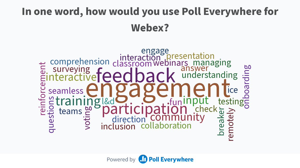 polleverywhere's tweet image. We asked webinar attendees of our joint webinar with Webex to answer a few polls about hybrid work and meetings – here is what they had to say! 

Missed the webinar? Watch the recording: bit.ly/3EoVHco 

#Webex #EmbeddedApp #HybridWork #VirtualMeeting