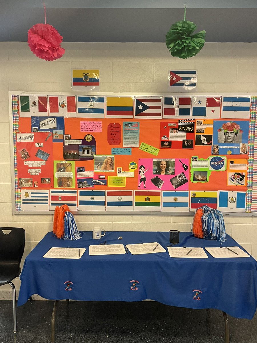 jlars013's tweet photo. Hispanic Heritage Month was a beautiful celebration at Da Creek this year! September 15-October 15 @CESg8trs @FriedaCason 
#HispanicHeritageMonth #BuildingTheBestSPS #SPSBackAndBetter #SPSK12Proud #Gr8G8rs #GrowingGreatGators #UR1Gr8G8r https://t.co/tuNkt3AUo7