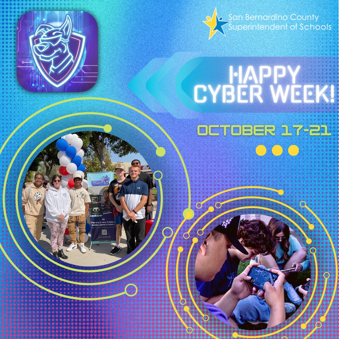 SBC_Alliance's tweet photo. Happy Cyber Week! 
Cyber Watchdog is being launched throughout the IE. Download the app today!

#transforminglives #cyberweek22
#Colonyhighschool #chaffeyjuhsd
@SBCo_Supt_Ted @SBCountySchools @SBCo_ROP @CJUHSD https://t.co/AGpmg8KCmL