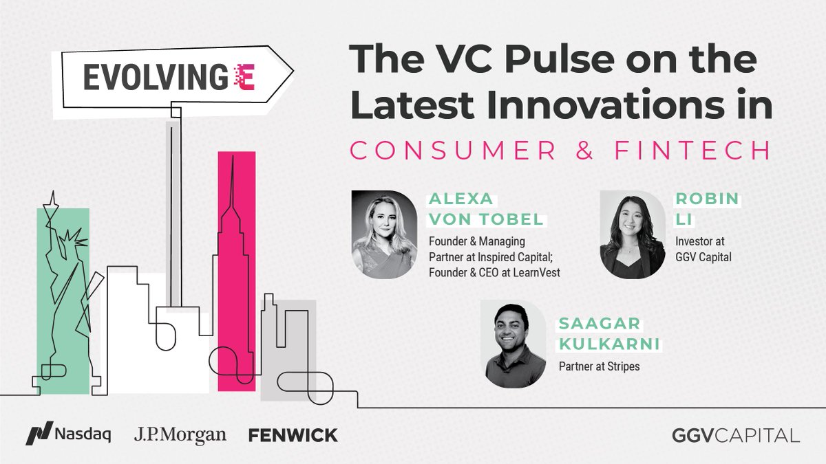 What are the most promising innovations within the consumer and fintech sectors, according to VC investors? Join us at #EvolvingE to hear from VCs <a href="/alexavontobel/">Alexa von Tobel, CFP</a> of <a href="/InspiredCap/">Inspired Capital</a>, Saagar Kulkarni of <a href="/stripesco_/">stripes</a>, and our very own <a href="/robin_p_li/">Robin Li</a>. Apply here: events.ggvc.com/evolvinge2022