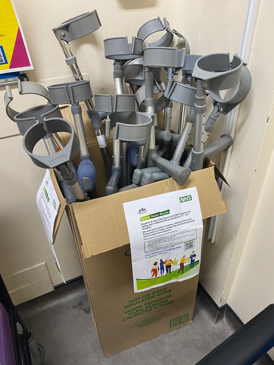 bethanldavies21's tweet image. Great response already to the mobility aids amnesty @UHSussex! Returns bins available in the foyer of the Barry building RSCH and Hove polyclinic - these items have a long life and can be cleaned and reissued reducing our carbon footprint and saving money @GreenerNHS