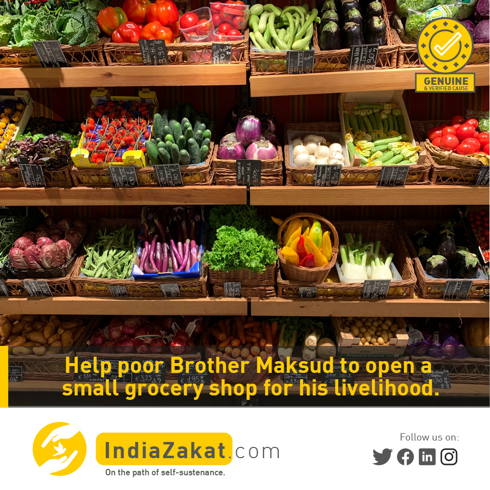 Brother Maksud is a Driver but unfortunately he is jobless. He is unable to manage the family expenses &amp; his father is on bed since 2017 due to being paralyzed. He decided to open a small grocery shop for livelihood &amp; he is seeking our help
Donate today at indiazakat.com/campaign/10774