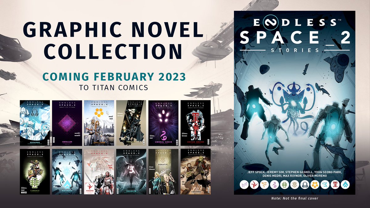 EndlessUniverse's tweet photo. Coming February 2023, the #EndlessSpace digital comics will be published as a physical collection by @ComicsTitan. 🎉

It'll also include faction art, never before seen sketches, and quotes from the universe creators. 🎨

Reserve your copy now! 👉 https://t.co/YaHwNwXbBL https://t.co/uxsZGWuDfF