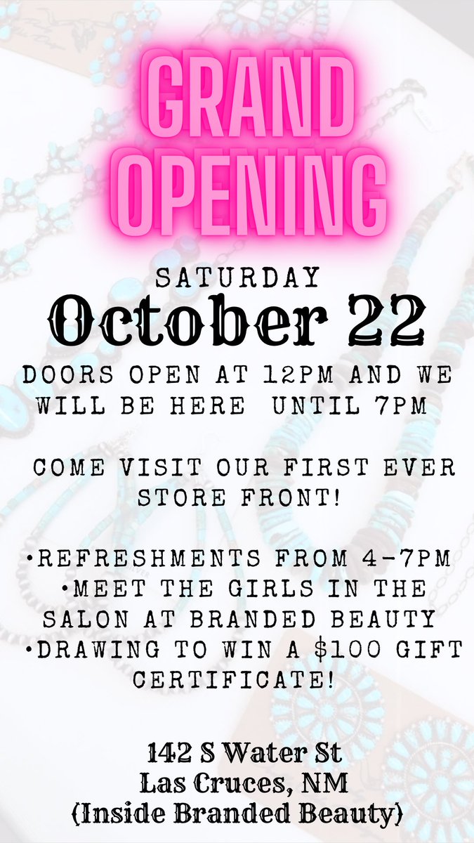Enter to win $100 store credit on Saturday just for stopping by!