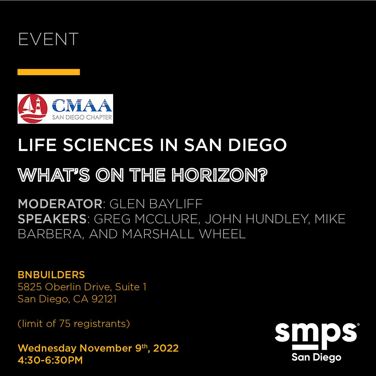 SMPS_SD's tweet image. Join SMPS San Diego and CMAA San Diego for this joint event highlighting the growth, and future, of the Life Science industry in San Diego. 

smpssd.org/meetinginfo.ph…