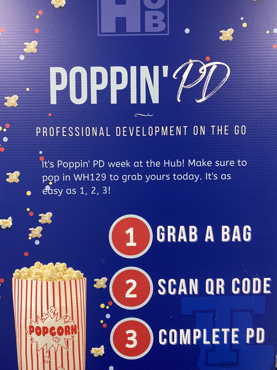 LisasPencilBox's tweet photo. It’s Poppin’ PD week @latech_hub Stop by to grab a bag of popcorn with a quick PD accessible via ar code😍 #learngrowshare #EdTechatLaTech #professionaldevelopment #edchat #HE #k12 https://t.co/74RqcGi3fg