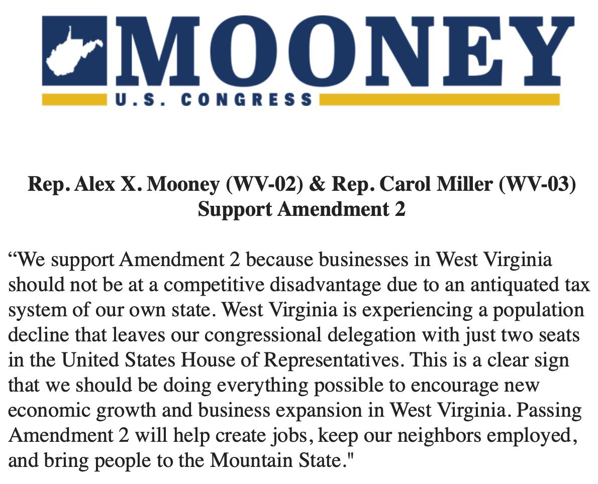 I support Amendment 2. My statement with <a href="/CarolMillerWV/">Carol Miller</a>