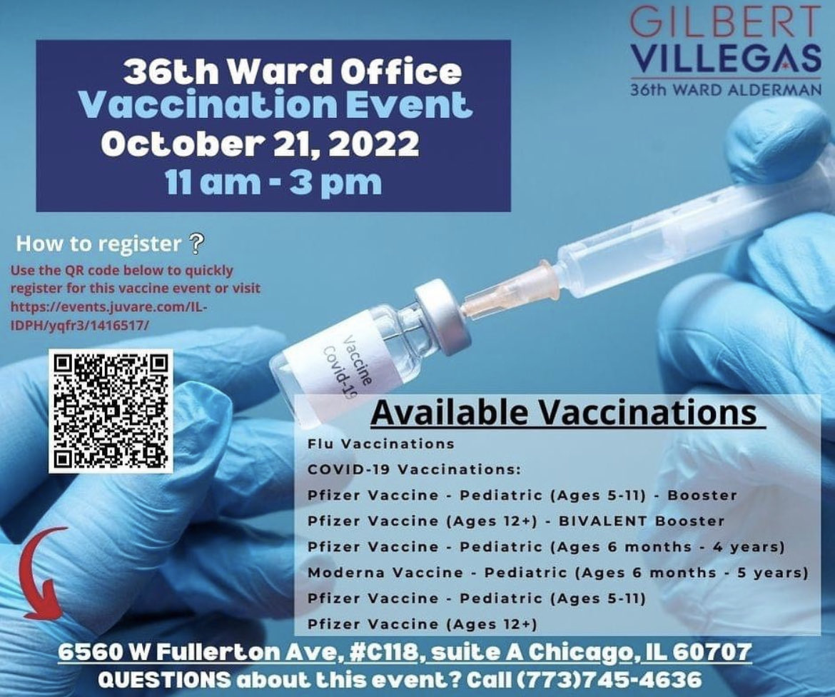 gilbert36ward's tweet photo. 36th Ward Vaccination event, please register to take advantage of this free service. #getvacinated #booster #36thward https://t.co/UzsmhEw43a