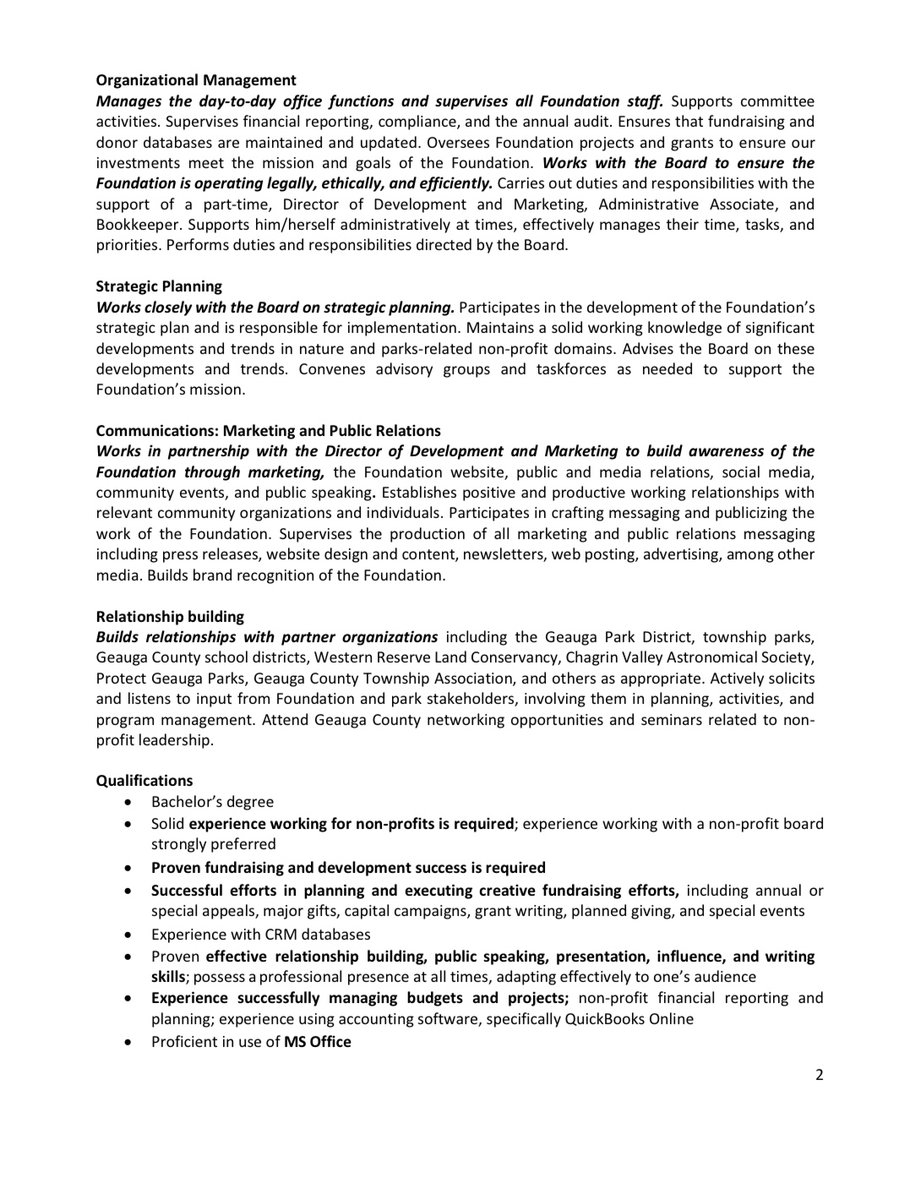 JCUNonprofit's tweet photo. The Foundation for Geauga Parks is seeking an Executive Director! 

For more information please see the images below: https://t.co/uswQ1BFB1X