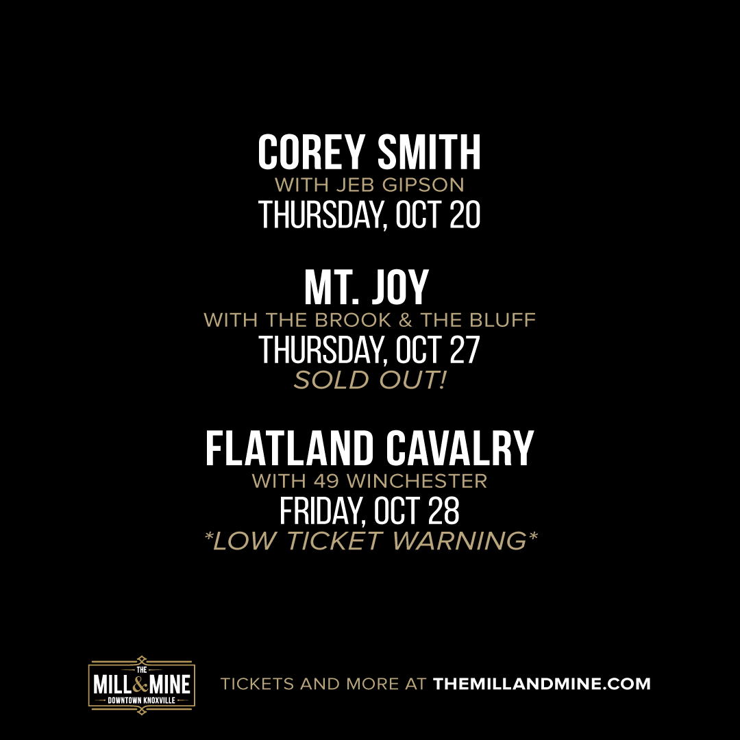themillandmine's tweet photo. Let the games begin ⚡️ See you soon #Knoxville! 

For tonight's show with @coreysmithmusic w/ @jebgipson tickets are available online &amp; at the door! Music starts at 8pm! 

#knoxvilletn #knoxvilletennessee #coreysmith #mtjoy #flatlandcavalry #49winchester https://t.co/rki3ogTGtP