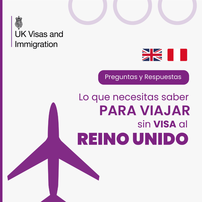UKinPeru's tweet photo. ¡5 puntos clave para viajar al 🇬🇧 sin visa!
   
A partir del 9 de noviembre, los peruanos podrán visitar el Reino Unido por periodos menores a 6 meses sin tramitar una visa.

¿Qué significa esto? ¿Qué hago si mi visa ya está en trámite?

Estas y otras respuestas aquí 👇