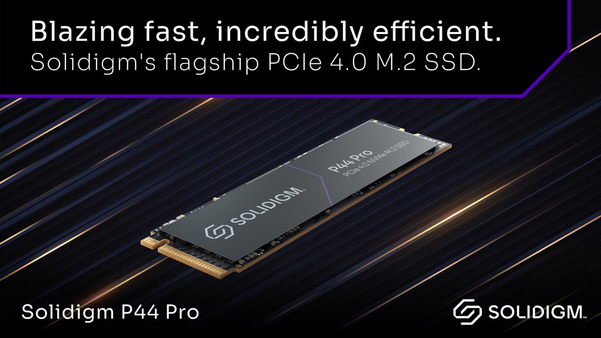 Bring. It. On. Introducing our new lightning-fast SSD built for speed and power efficiency. The Solidigm P44 Pro gets up to 7000 MB/s. This beast comes in capacities ranging from 512GB to 2TB in a sleek M.2 form factor. Check it out! bit.ly/3S2Q9aA