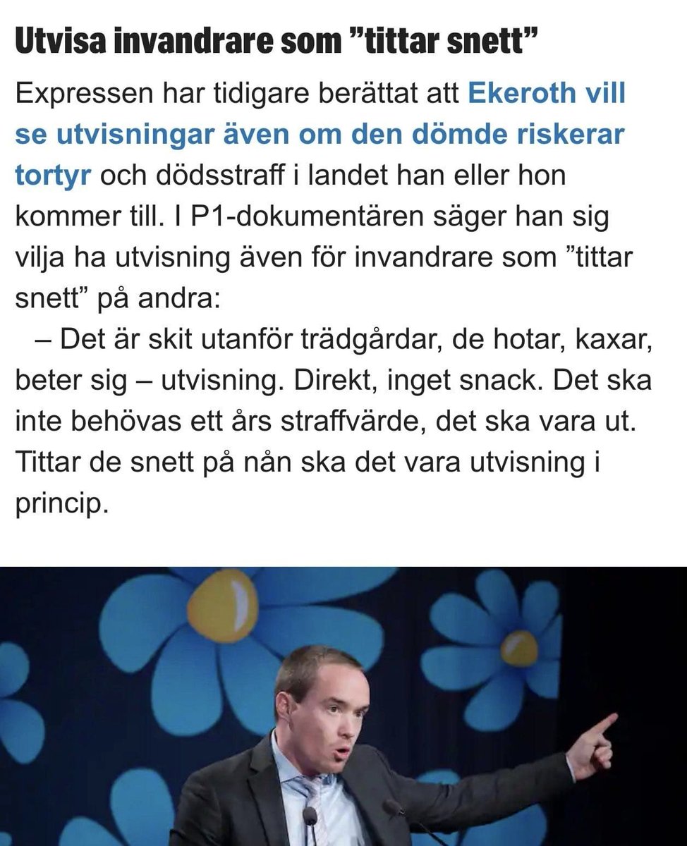 DavidJansson76's tweet photo. #SD:s Kent #Ekeroth föreslog ju nåt liknande för några år sedan som dagens regering föreslår - #utvisning pga bristande #vandel! https://t.co/xuwNYJYjXu