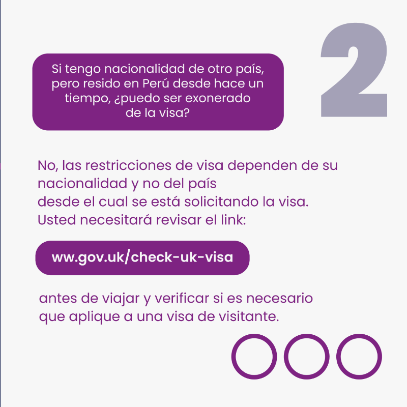 UKinPeru's tweet photo. ¡5 puntos clave para viajar al 🇬🇧 sin visa!
   
A partir del 9 de noviembre, los peruanos podrán visitar el Reino Unido por periodos menores a 6 meses sin tramitar una visa.

¿Qué significa esto? ¿Qué hago si mi visa ya está en trámite?

Estas y otras respuestas aquí 👇