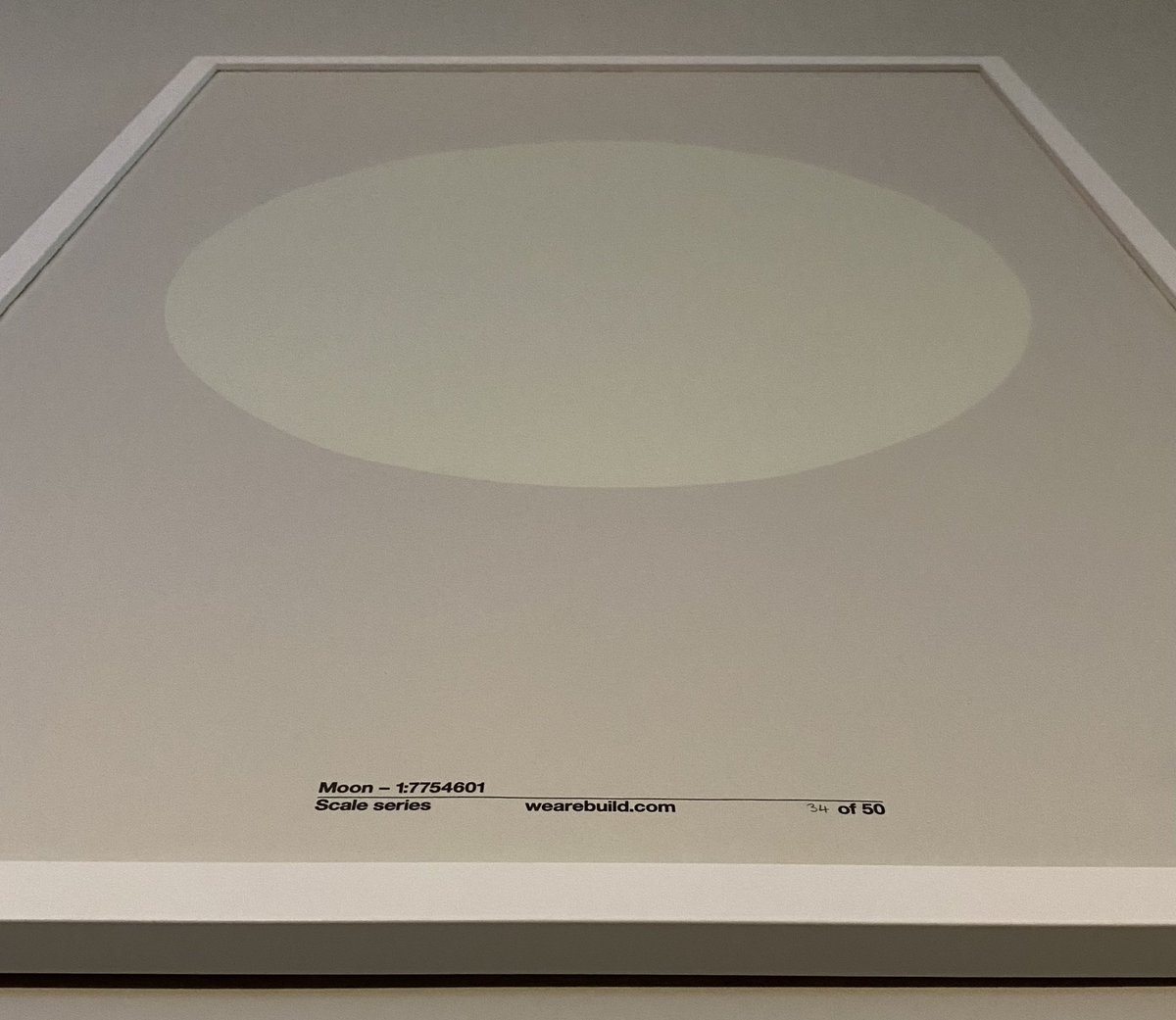 It’s been a looong time since this has been in its postal tube from Blanka. Finally up and framed - Moon #34/50 from the beautifully minimal scale series by the always inspiring <a href="/StudiodotBuild/">Studio.Build</a>