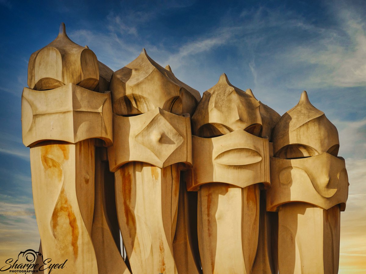 These famous chimneys can be found on the roof of La Pedrera (also known as Casa Milà) which is one of the famous Gaudí modernist buildings in Barcelona, Spain. #barcelona #Catalunya #spain #gaudi #architecture #design #photography #photooftheday #lapadrera #casamila