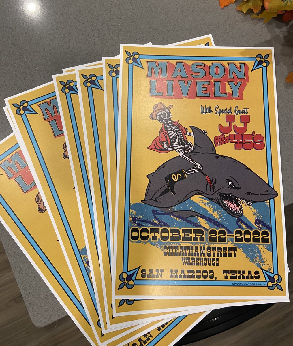 Who wants one of these bad boys? 🦈 

First 15 people in the door of our <a href="/CheathamStreet/">Cheatham Street</a> show Saturday get one for FREE! 

S/o to <a href="/stoneywaynebass/">Stoney Wayne Bass</a> for crafting this sick design. 

See y’all there! ⚡️ masonlively.com