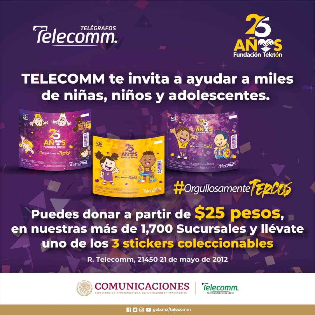FinabienMorelos's tweet photo. En @TelecimmMorelos nos sumamos un año más para apoyar al Teletón México.
💜💛💜💛💜💛💜💛
Acude a cualquier de las 36 #Sucursal más cercana y lleva tu donativo.
#TelecommMorelos
Teletón México
#OrgullosamenteTercos #25AñosTeletón https://t.co/Os5vlbydBp