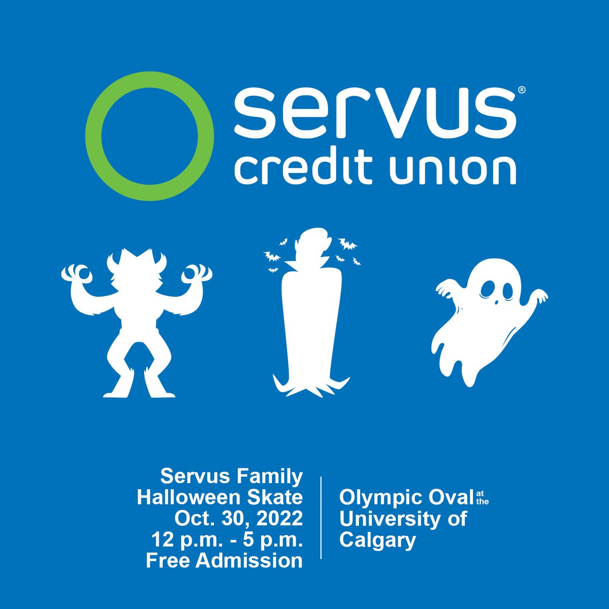 We are looking forward to hosting all of Calgary's little ghouls and ghosts, goblins and ghastly creatures for the @ServusCU SERVUS FAMILY HALLOWEEN SKATE. October 30th 12 Noon - 5:00 p.m. Admission: Free Link: bit.ly/3MFxQap #halloween #halloweenevent