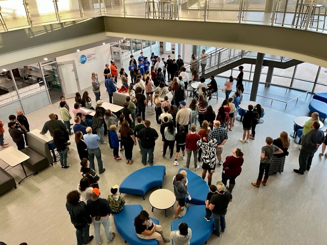 NisdCTE's tweet photo. Great turnout at Byron Nelson HS last night for the first of NISD Academy Nights! @BNHSBiomed + @ByronNelsonCAHA students and staff were so excited to host middle school families! @ByronNelsonHigh #IAmNISDCTE https://t.co/Ef8WogSS2d