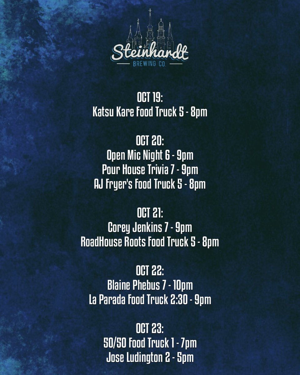 SteinhardtBrew's tweet photo. There's something for everyone this week at the brewery! Check out what we've got going on! #steinhardt #carrollcreek #frederickbrewery #downtownfrederick #localbeer https://t.co/boyI9dFk3R