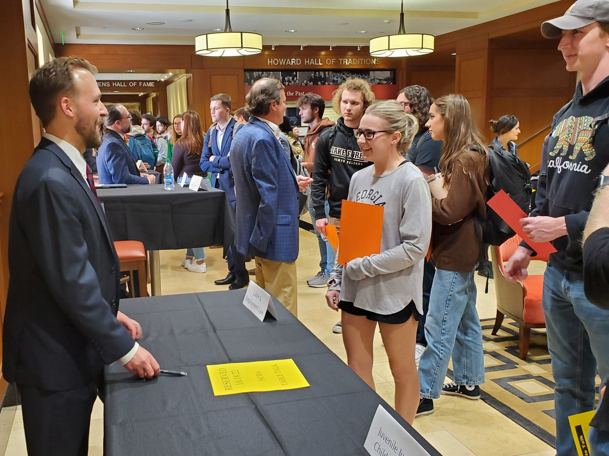 WFULawCareers's tweet photo. A BIG thanks to the @NCBAorg for such a fantastic turnout at this year's Table Talk, bringing over 22 sections to participate! Our #WFULaw students thoroughly enjoyed speaking with all the wonderful section members today. https://t.co/SZMOUi21eF